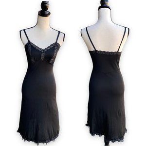 black slip dress